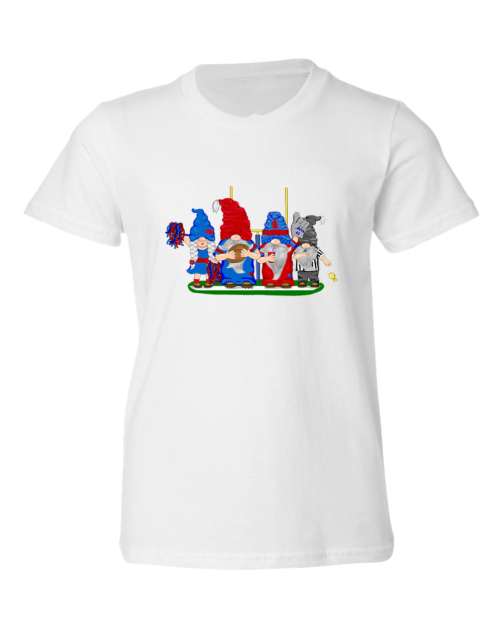 Steel Blue & Red Football Gnomes  (similar to Houston) on Kids T-shirt