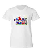 Load image into Gallery viewer, Steel Blue &amp; Red Football Gnomes  (similar to Houston) on Kids T-shirt
