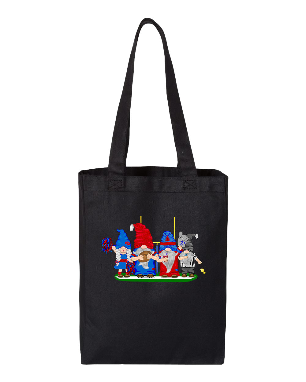 Steel Blue & Red Football Gnomes  (similar to Houston) on Gusset Tote