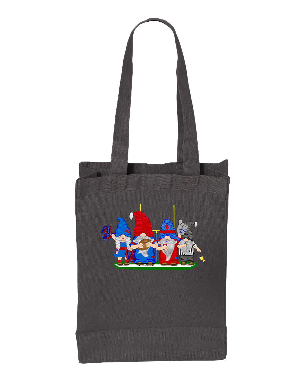 Steel Blue & Red Football Gnomes  (similar to Houston) on Gusset Tote