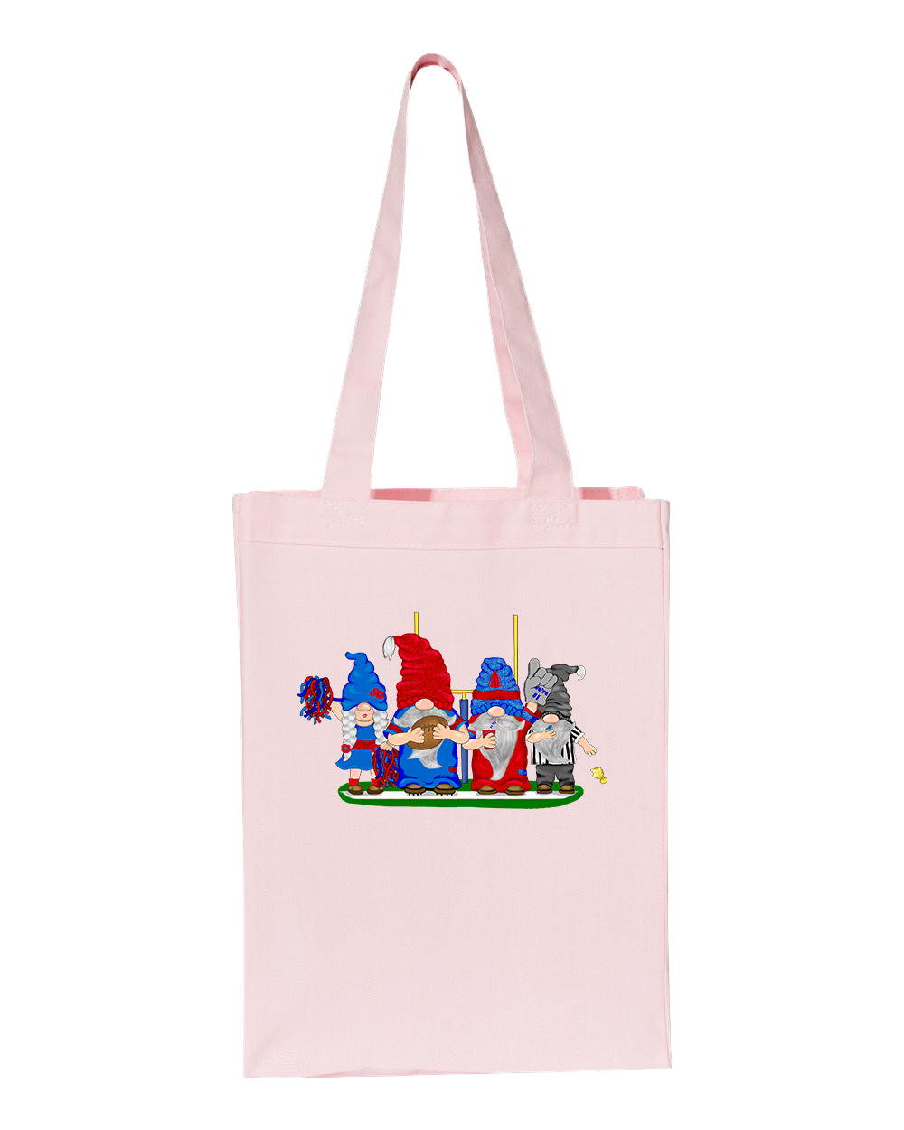 Steel Blue & Red Football Gnomes  (similar to Houston) on Gusset Tote