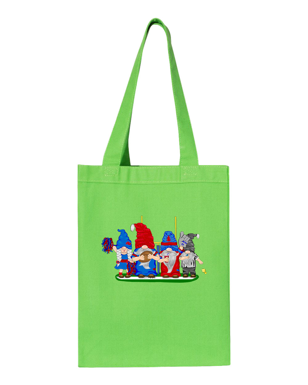 Steel Blue & Red Football Gnomes  (similar to Houston) on Gusset Tote