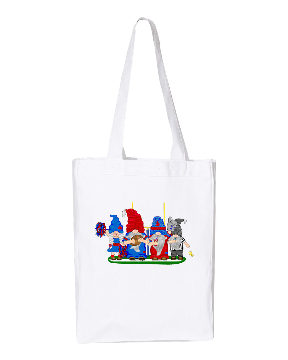 Steel Blue & Red Football Gnomes  (similar to Houston) on Gusset Tote