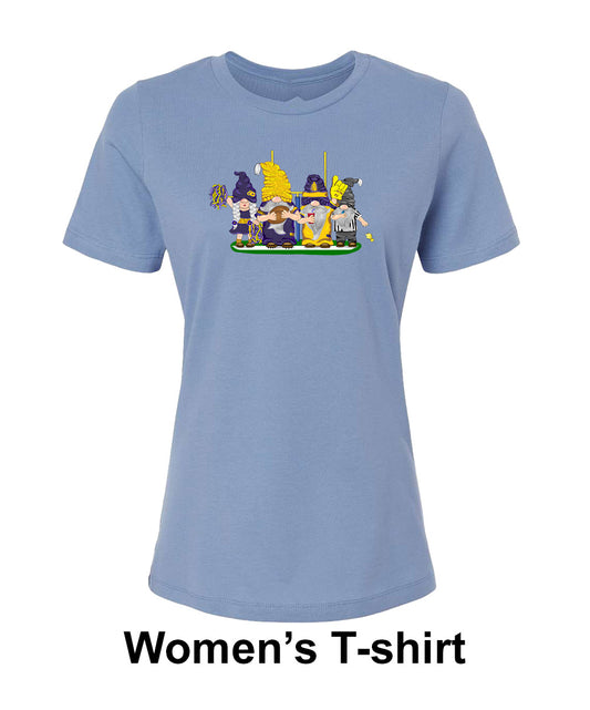 Purple & Gold Football Gnomes on Women's T-shirt (similar to Minnesota)