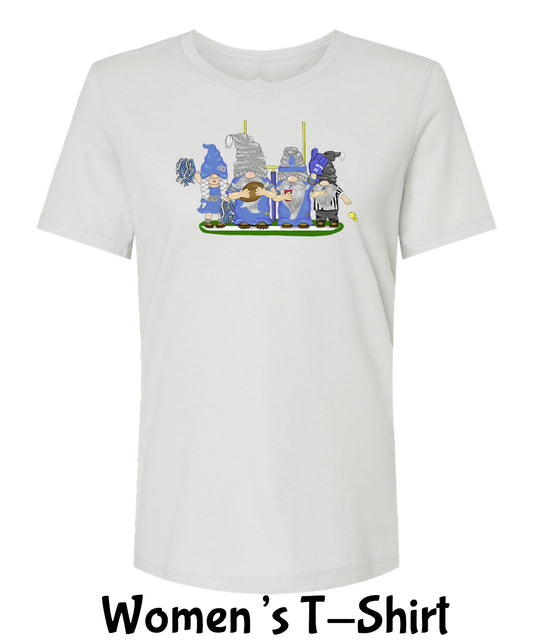 Blue & Gray Football Gnomes on Women's T-shirt (similar to Indianapolis)