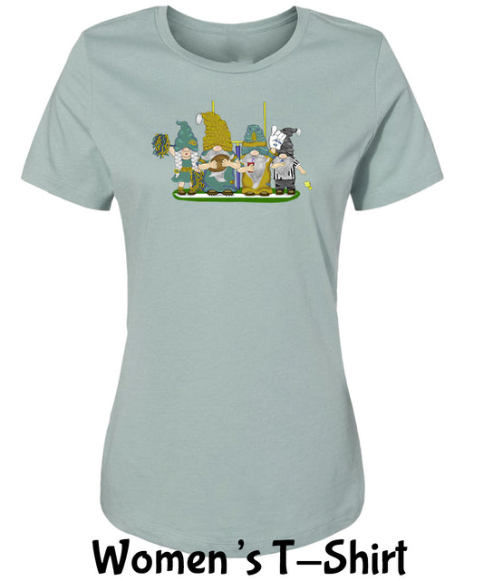Teal & Gold Football Gnomes on Women's T-shirt (similar to Jacksonville)