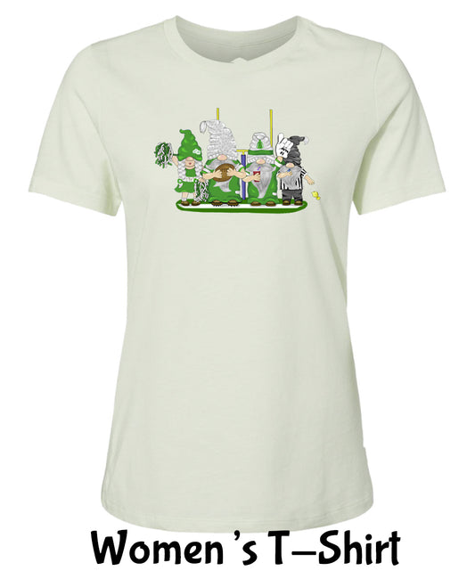 Green & White Football Gnomes on Women's T-shirt (similar to NY)