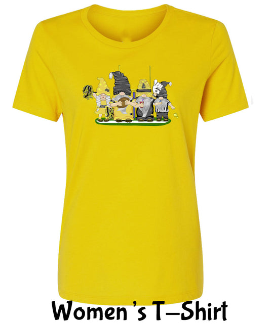 Black & Gold Football Gnomes on Women's T-shirt (similar to Pittsburgh)