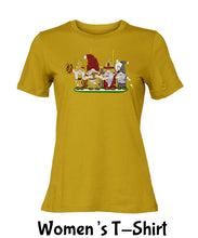 Load image into Gallery viewer, Burgundy &amp; Gold Football Gnomes on Women&#39;s T-shirt (similar to DC)
