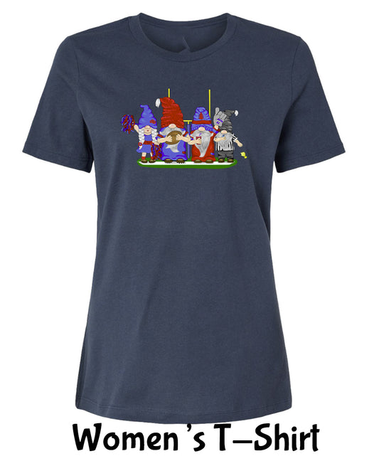 Steel Blue & Red Football Gnomes on Women's T-shirt (similar to Houston)