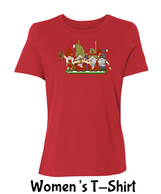 Red & Gold Football Gnomes on Women's T-shirt (similar to San Fransisco)