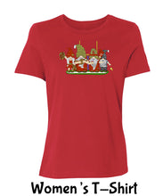 Load image into Gallery viewer, Red &amp; Gold Football Gnomes on Women&#39;s T-shirt (similar to San Fransisco)
