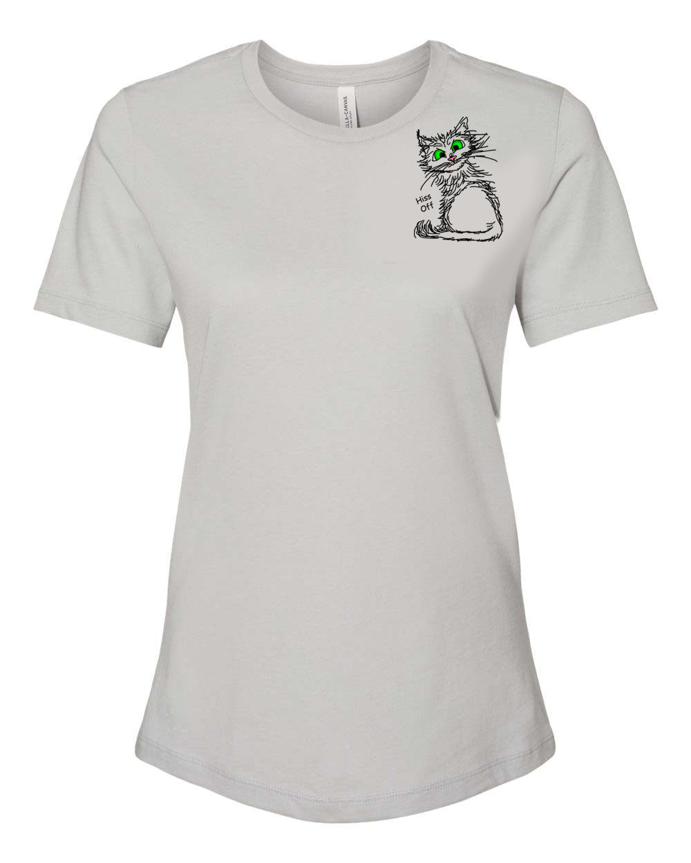 Black Hiss Off Cat on Women's T-shirt chest