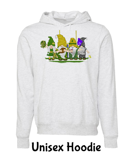 Green & Gold Football Gnomes  (similar to Green Bay) on Unisex Hoodie