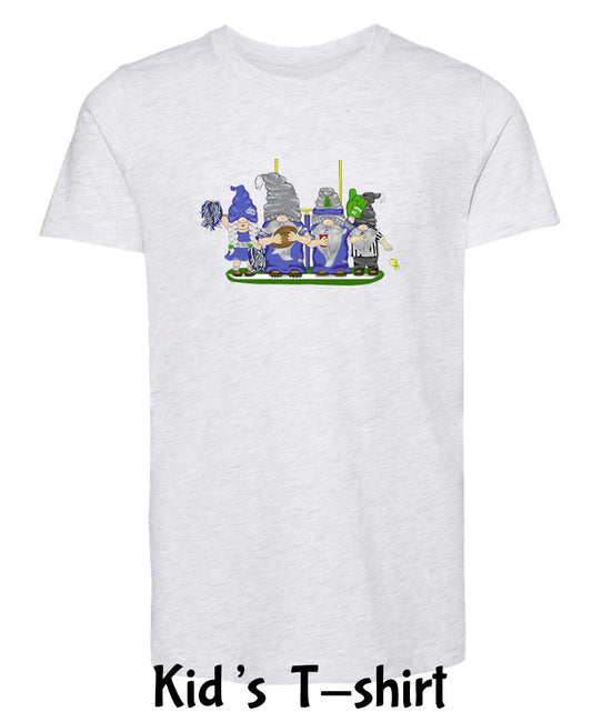 Pacific Blue & Navy Football Gnomes  (similar to Seattle) on Kids T-shirt