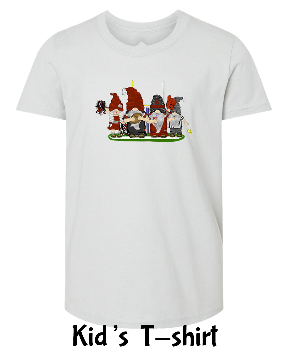 Red & Silver Football Gnomes (similar to Atlanta colors) on Kids T-shirt