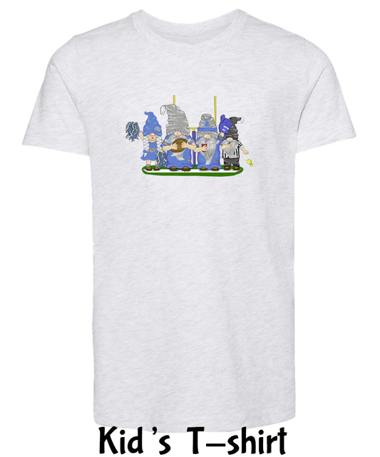 Blue & Silver Football Gnomes  (similar to Detroit) on Kids T-shirt