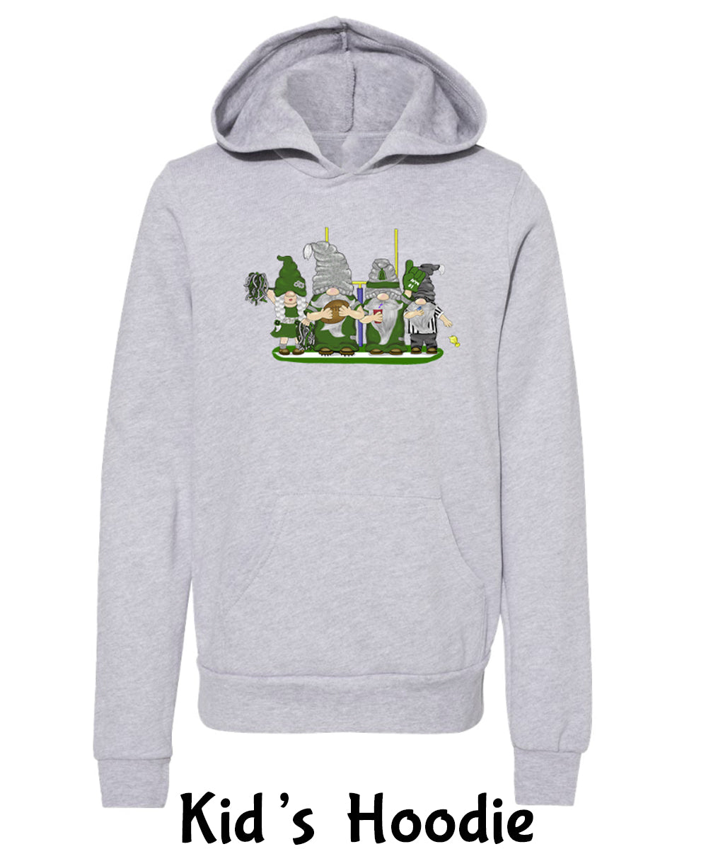 Green & Silver Football Gnomes  (similar to Philadelphia) on Kids Hoodie