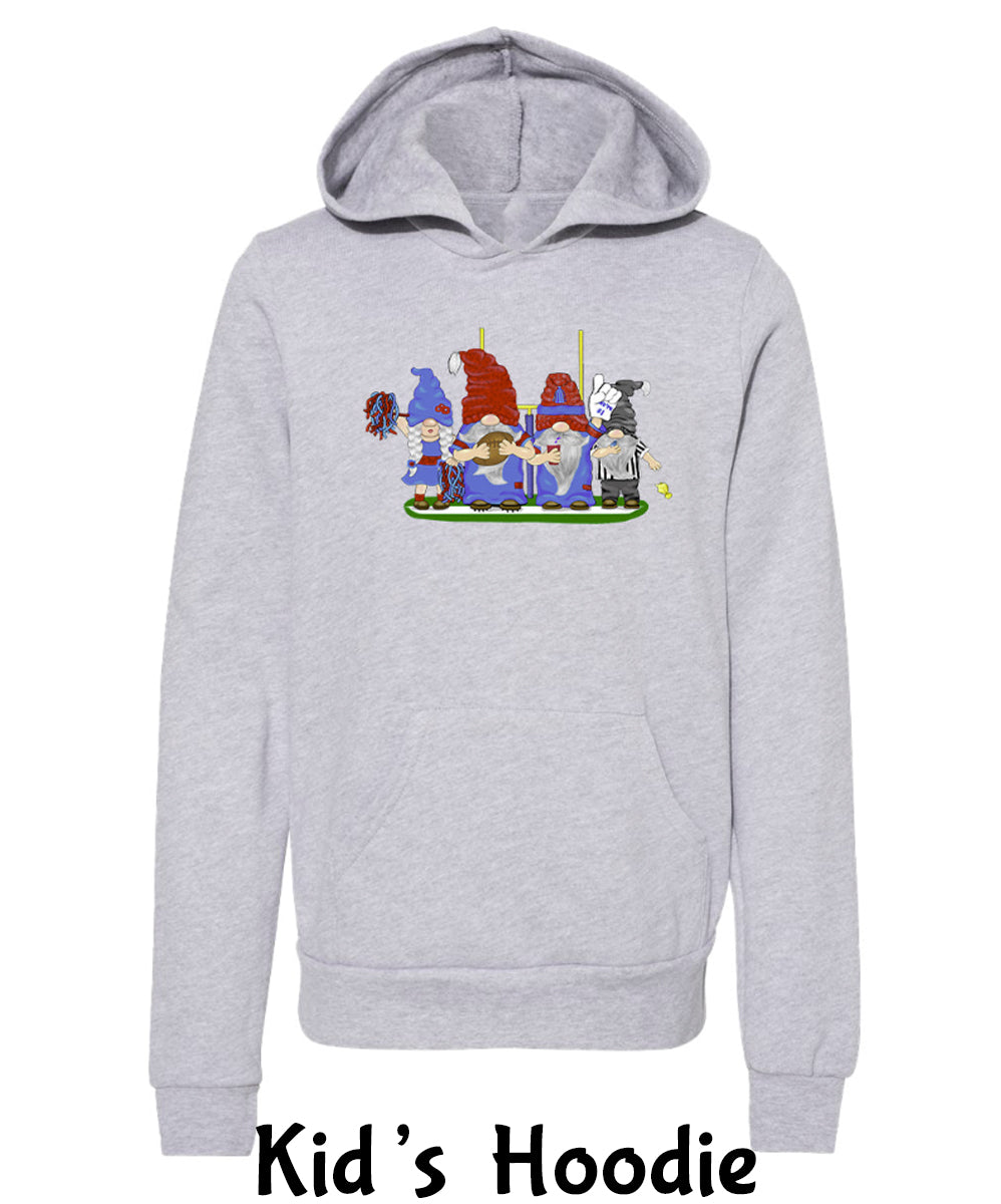 Red & Blue Football Gnomes  (similar to NY) on Kids Hoodie