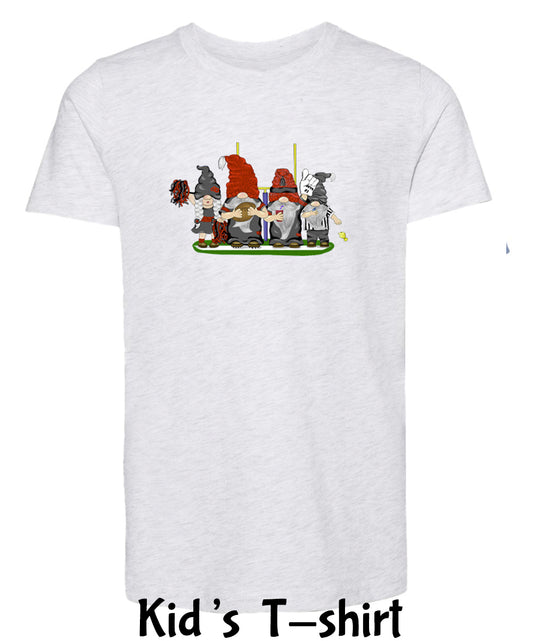 Black & Red Football Gnomes  (similar to Tampa Bay) on Kids T-shirt