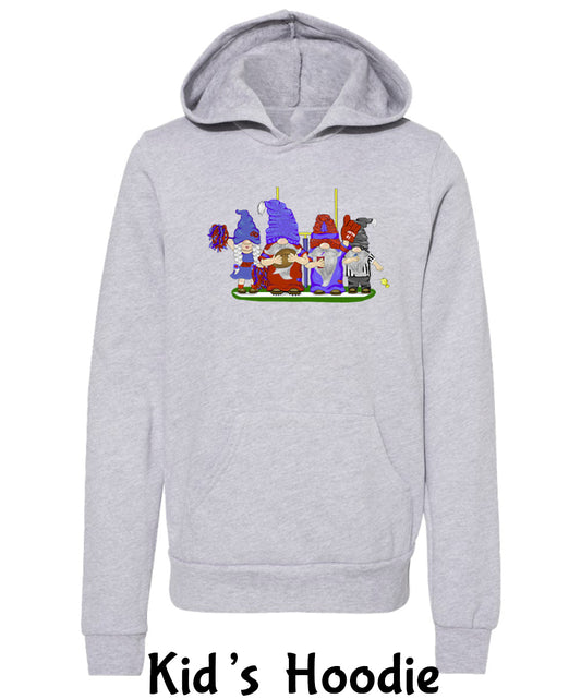 Red & Blue Football Gnomes  (similar to Buffalo) on Kids Hoodie