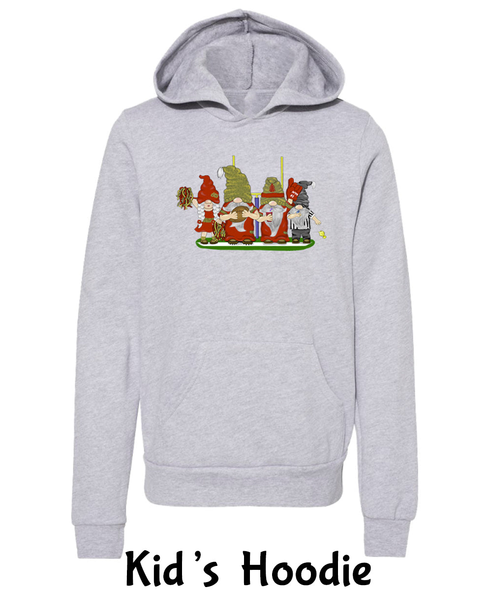 Red & Gold Football Gnomes  (similar to San Fransisco) on Kids Hoodie