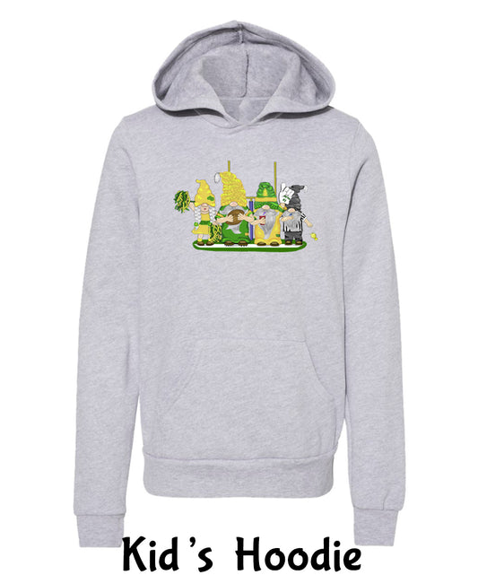 Green & Yellow Football Gnomes  (similar to Eugene) on Kids Hoodie