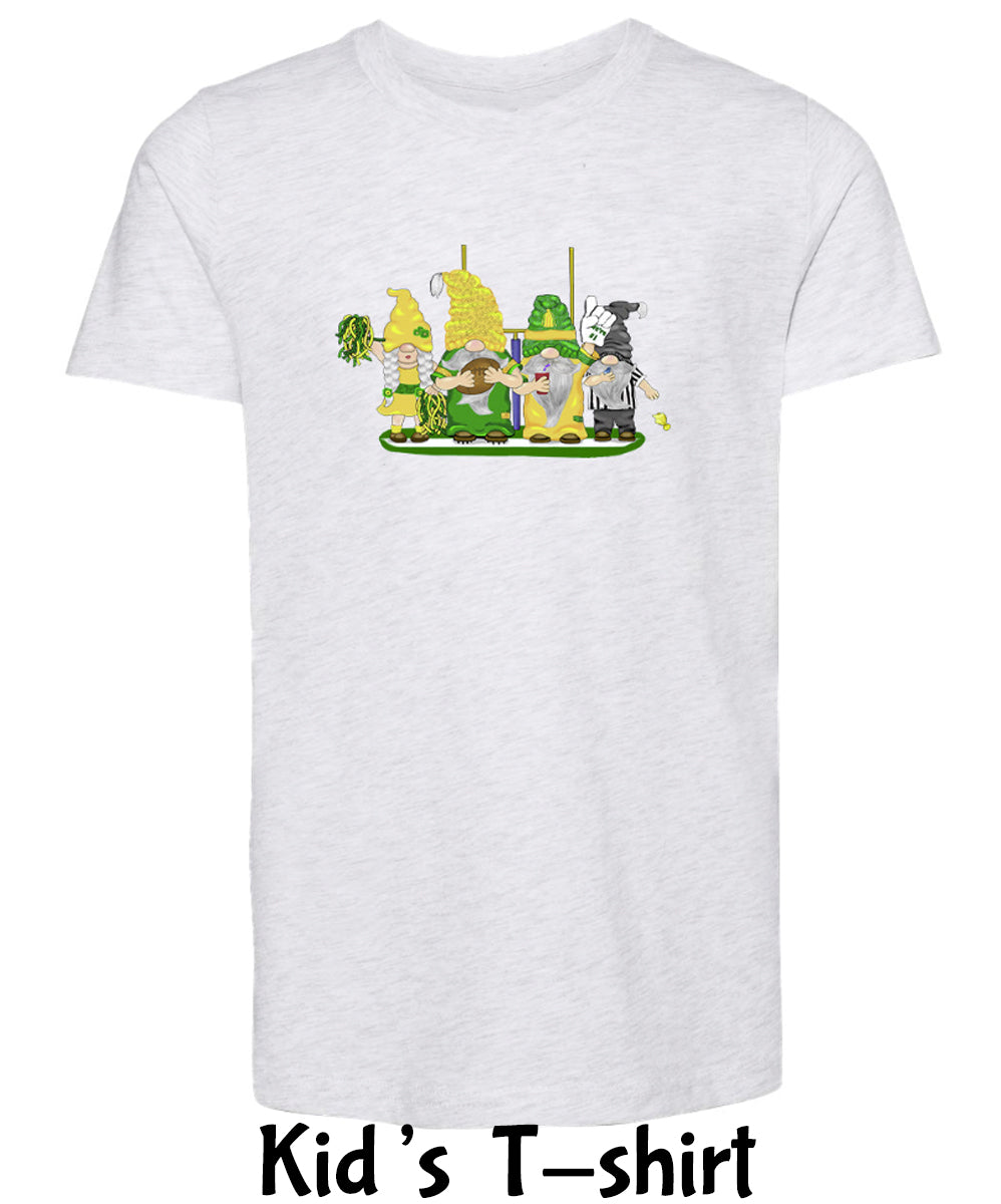 Green & Yellow Football Gnomes  (similar to Eugene) on Kids T-shirt