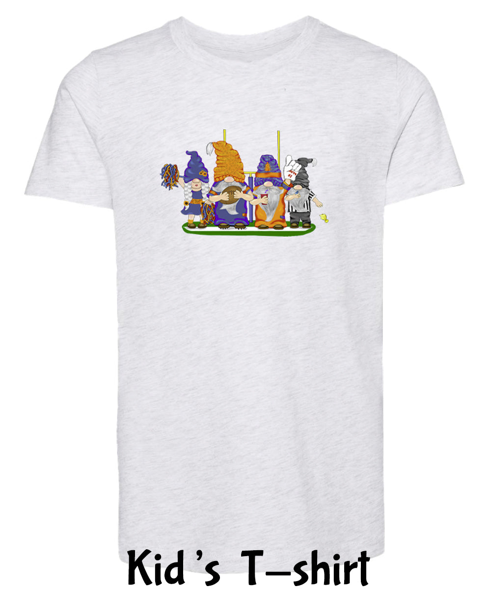 Orange & Navy Football Gnomes  (similar to Denver) on Kids T-shirt