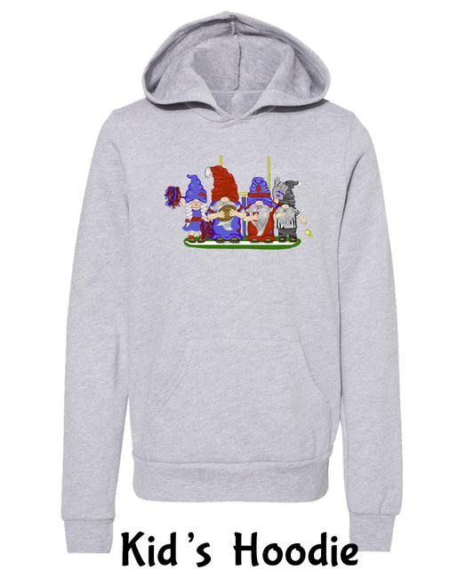 Steel Blue & Red Football Gnomes  (similar to Houston) on Kids Hoodie