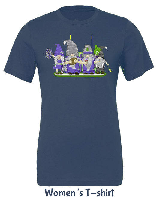 Pacific Blue & Navy Football Gnomes on Women's T-shirt (similar to Seattle)