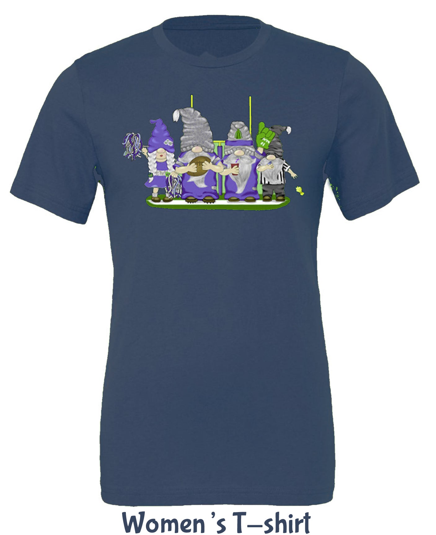 Pacific Blue & Navy Football Gnomes on Women's T-shirt (similar to Seattle)