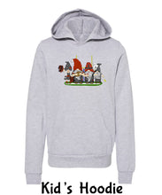 Load image into Gallery viewer, Black &amp; Red Football Gnomes  (similar to Tampa Bay) on Kids Hoodie
