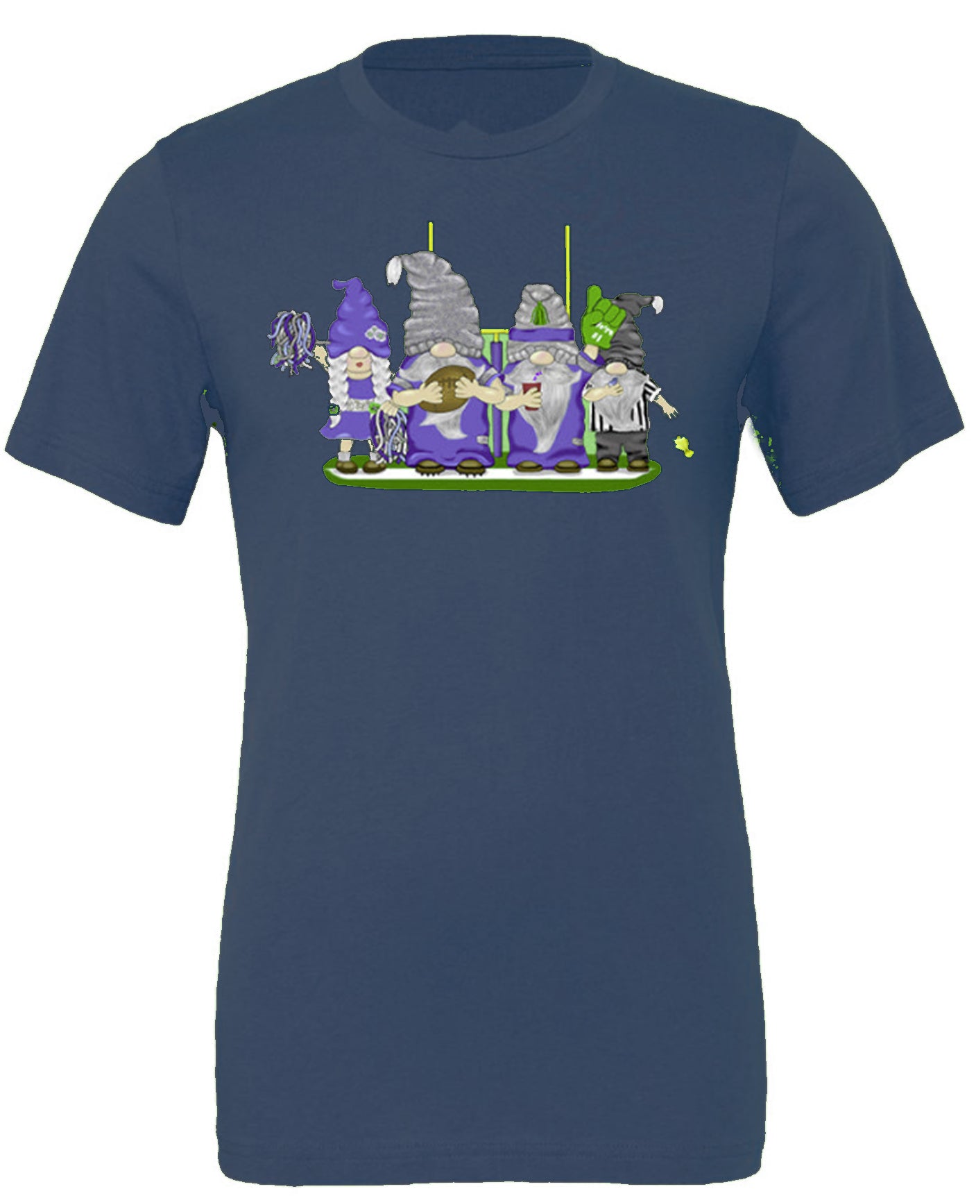 Pacific Blue & Navy Football Gnomes on Women's T-shirt (similar to Seattle)