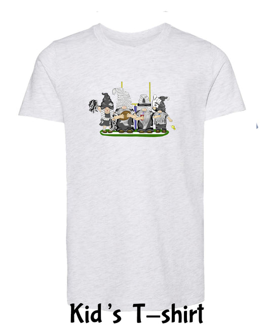 Black & Silver Football Gnomes  (similar to Las Vegas) on Kids T-shirt