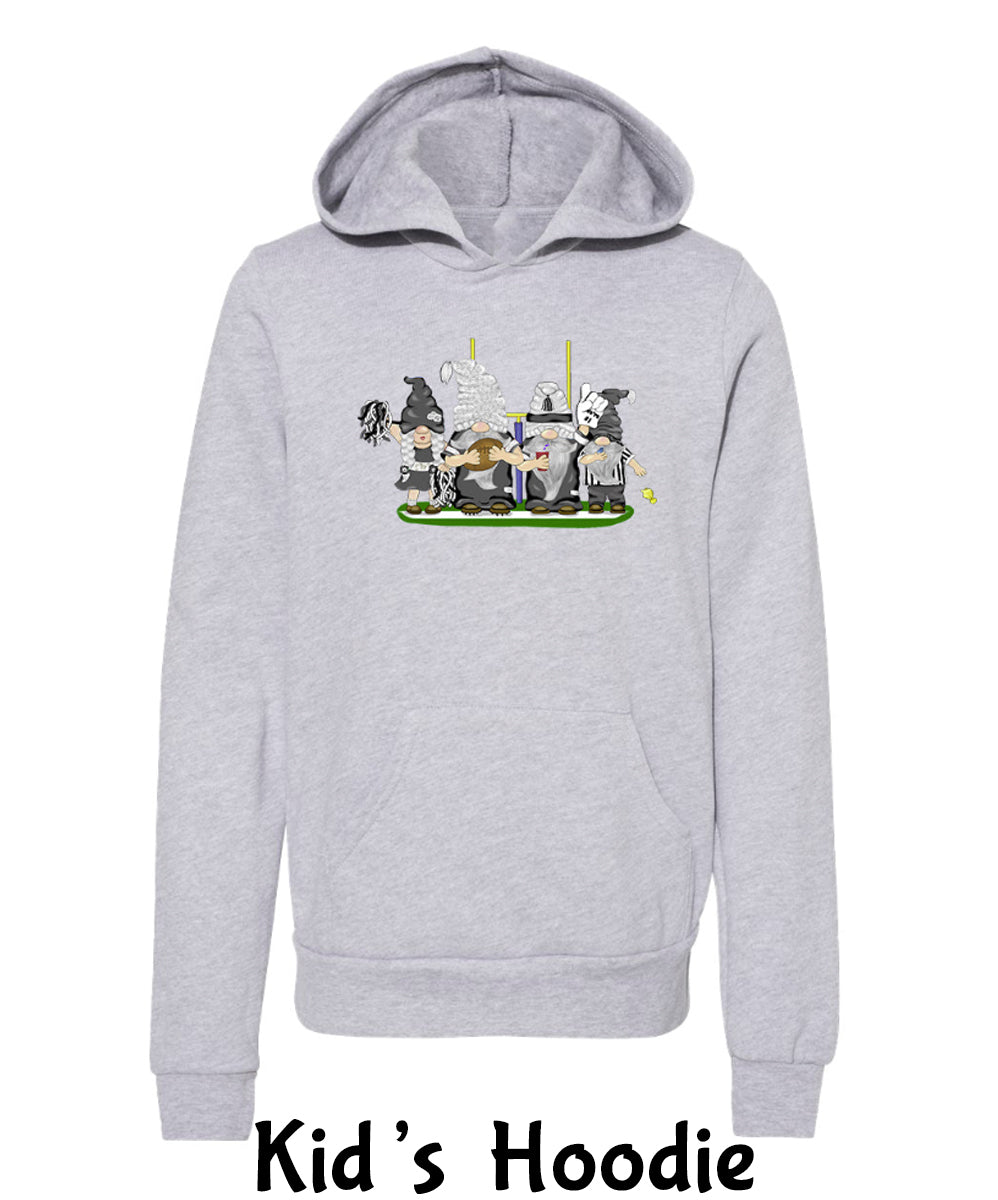 Black & Silver Football Gnomes  (similar to Las Vegas) on Kids Hoodie