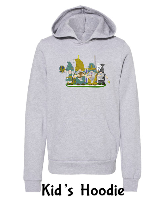 Teal & Gold Football Gnomes  (similar to Jacksonville) on Kids Hoodie