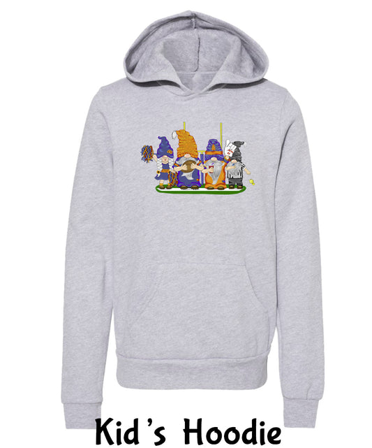 Orange & Navy Football Gnomes  (similar to Denver) on Kids Hoodie