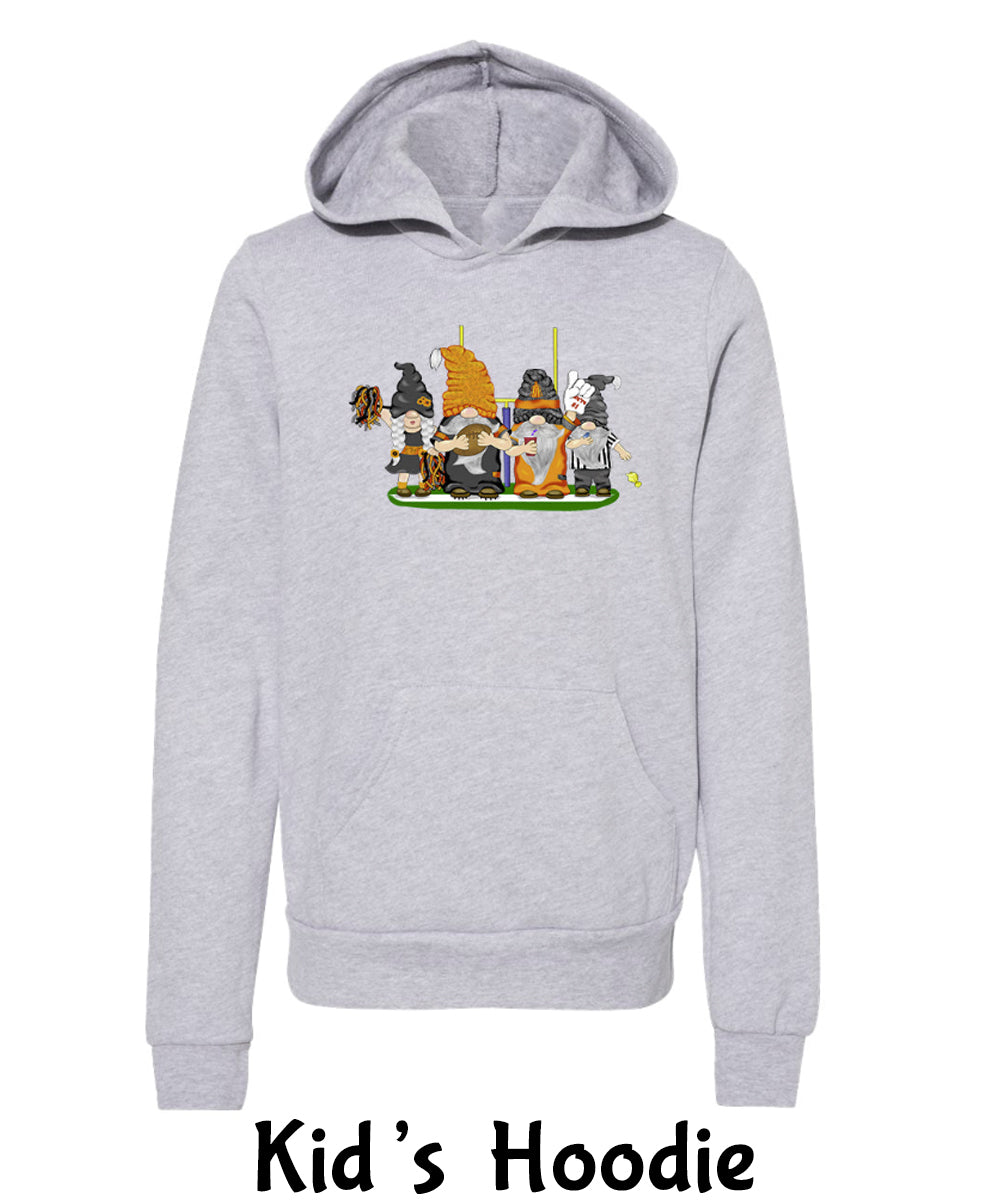 Black & Orange Football Gnomes  (similar to Cincinnati) on Kids Hoodie