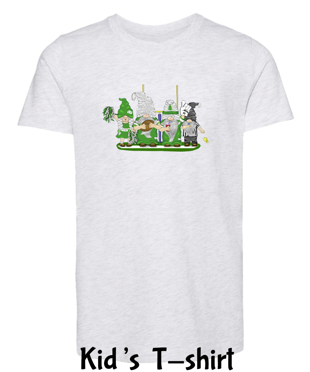 Green & White Football Gnomes  (similar to NY) on Kids T-shirt