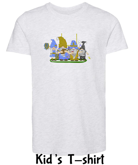 Gold & Powder Blue Football Gnomes  (similar to LA) on Kids T-shirt
