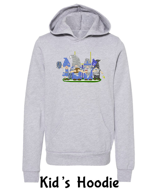 Blue & Silver Football Gnomes  (similar to Detroit) on Kids Hoodie