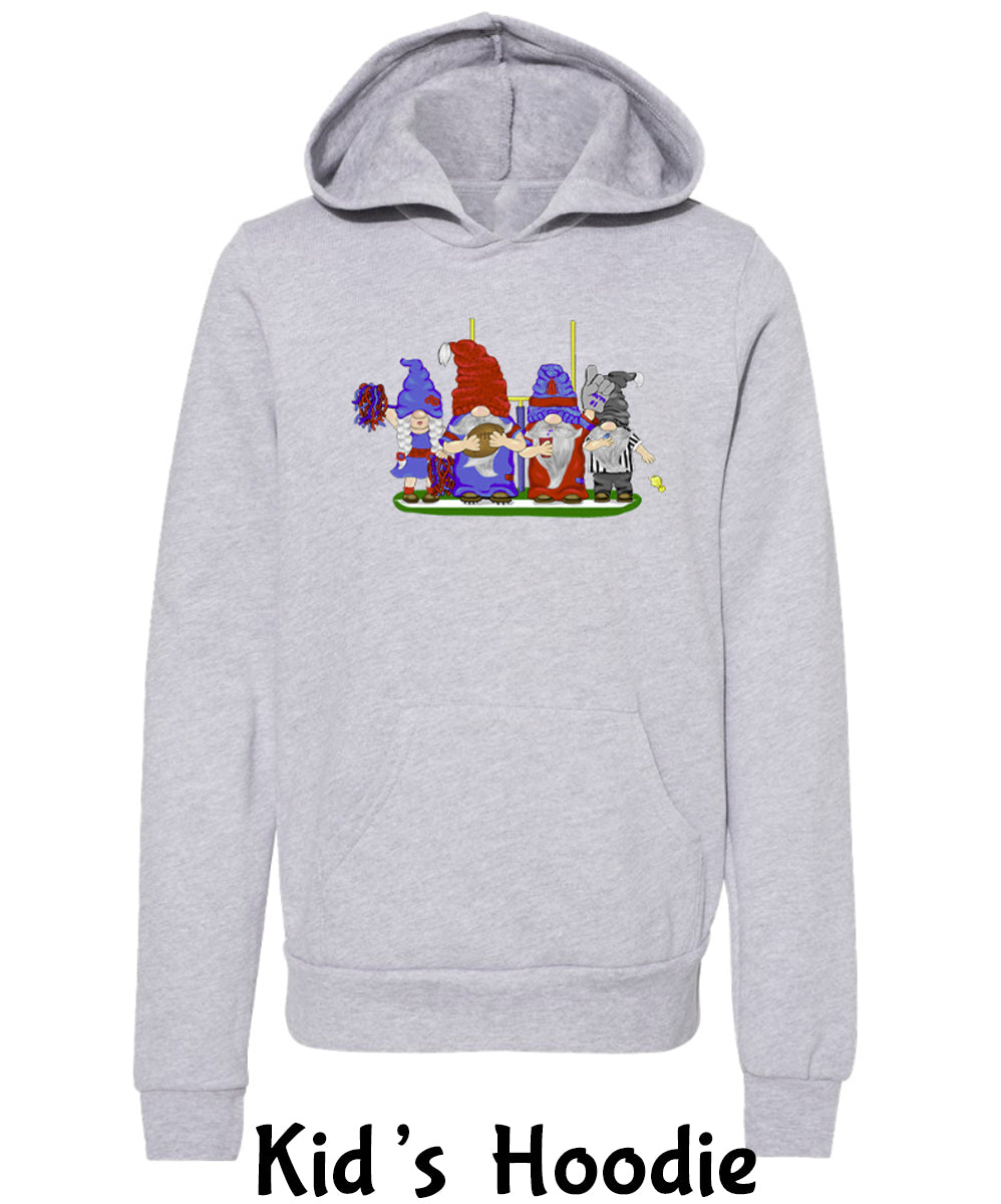 Navy & Red Football Gnomes  (similar to New England) on Kids Hoodie