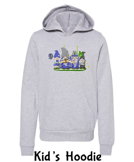 Pacific Blue & Navy Football Gnomes  (similar to Seattle) on Kids Hoodie