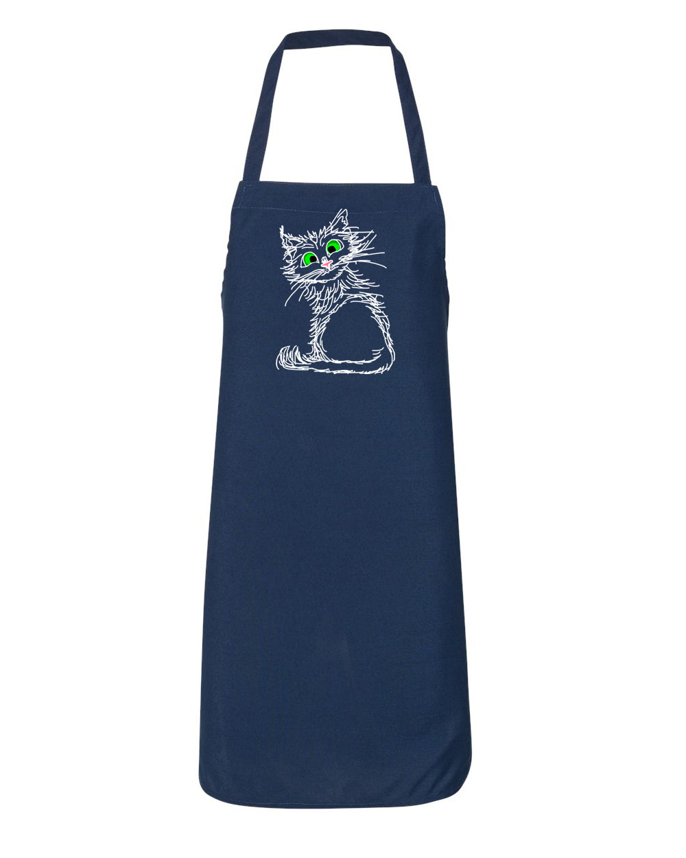 White Scribble Cat on Apron