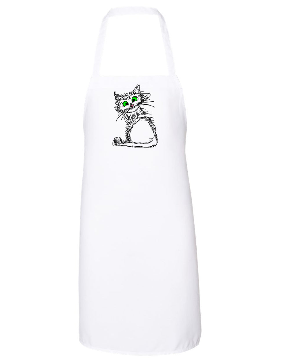 Black Scribble Cat on Apron