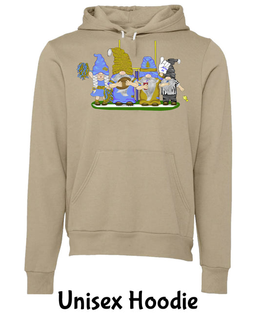 Gold & Powder Blue Football Gnomes (similar to LA) on Unisex Hoodie