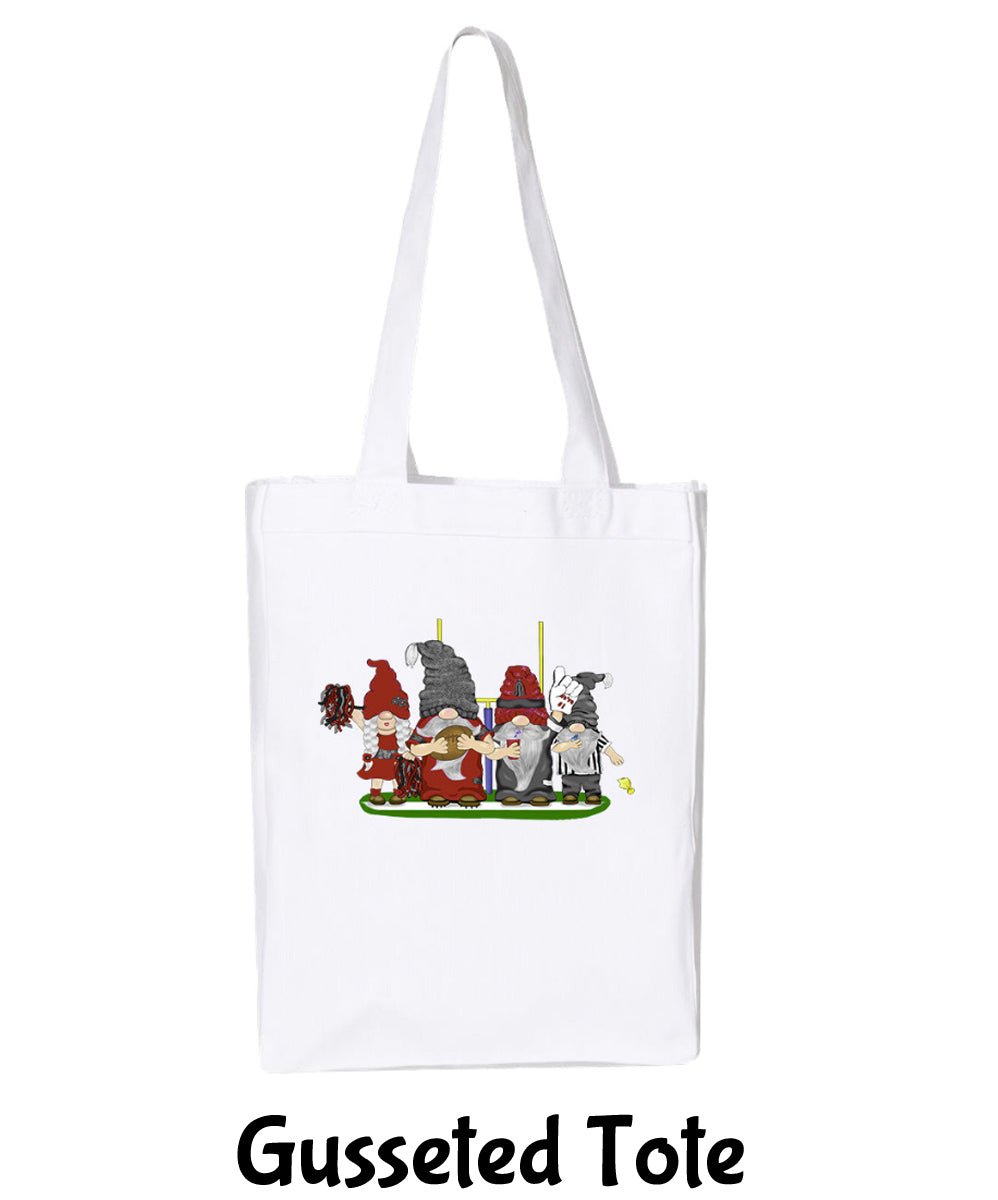 Red & Black Football Gnomes  (similar to Arizona) on Gusset Tote