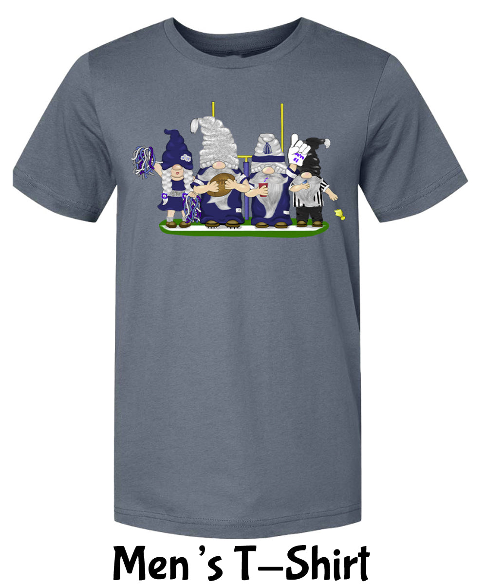 Navy & White Football Gnomes on Men's T-shirt (similar to Dallas)
