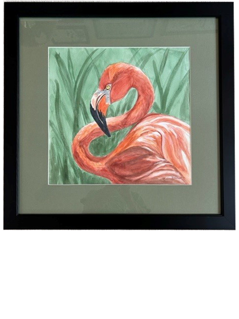 Flamingo Watercolor  (Framed)